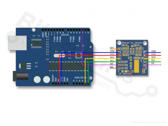 Real Time Clock/RTC DS1307 I2C - clock breakout board/module